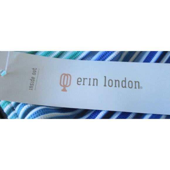 Erin London Women's Long Sleeve Semi Sheer Blue Striped Zip Jacket NWT Size Lg. - Picture 9 of 12